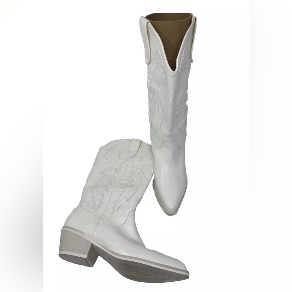Madden Girl Women's Redford White Cowboy, Western Boots 7.5 Medium M - Picture 3 of 8